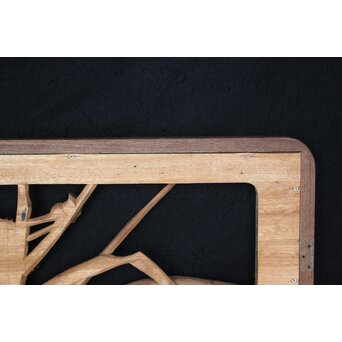 一作銘 鷺木彫 欅額装　R2482 