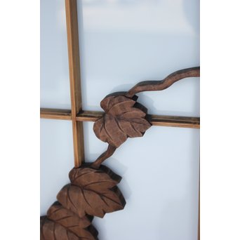 乳白色ガラス 蔦木彫 書院/窓 2枚1組　R2485 