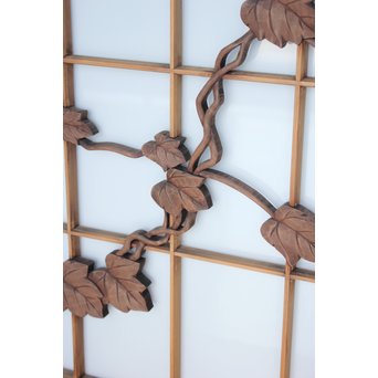 乳白色ガラス 蔦木彫 書院/窓 2枚1組　R2485 