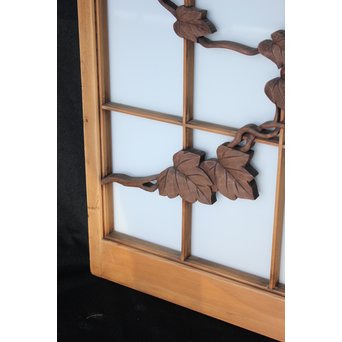 乳白色ガラス 蔦木彫 書院/窓 2枚1組　R2485 