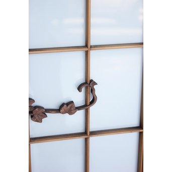 乳白色ガラス 蔦木彫 書院/窓 2枚1組　R2485 