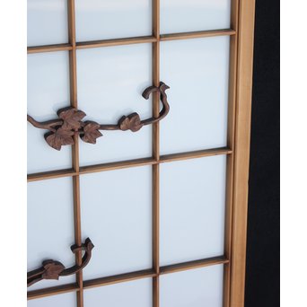 乳白色ガラス 蔦木彫 書院/窓 2枚1組　R2485 