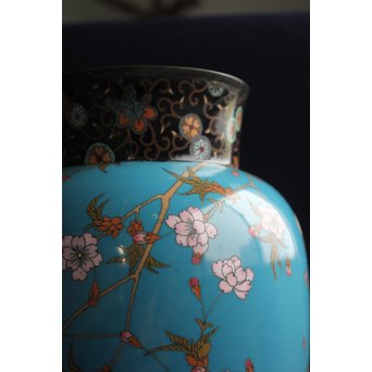 明治七宝 花鳥 花瓶　Y017　 