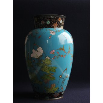 明治七宝 花鳥 花瓶　Y017　 