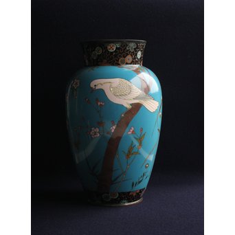 明治七宝 花鳥 花瓶　Y017　