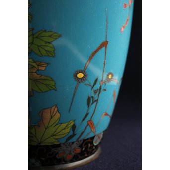 明治七宝 花鳥 花瓶　Y017　 