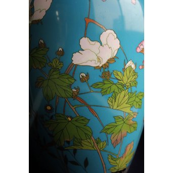 明治七宝 花鳥 花瓶　Y017　 