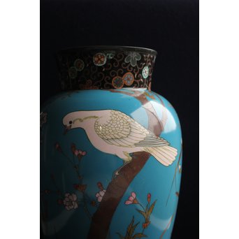 明治七宝 花鳥 花瓶　Y017　 