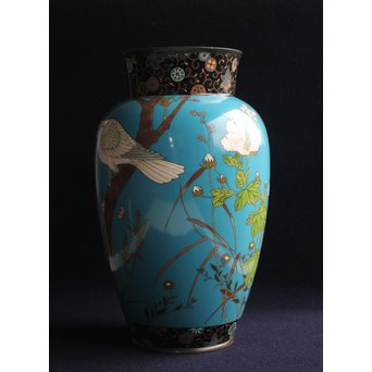 明治七宝 花鳥 花瓶　Y017　 