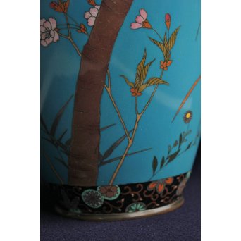 明治七宝 花鳥 花瓶　Y017　 