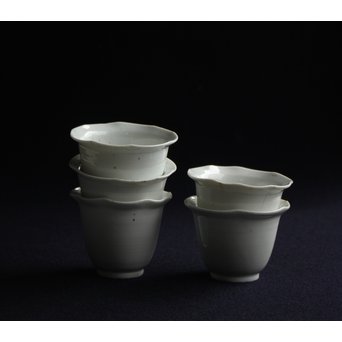 古伊万里 輪花 柿右衛門白磁向付 5脚1組　P152 