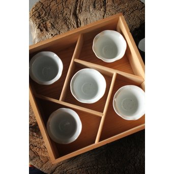 古伊万里 輪花 柿右衛門白磁向付 5脚1組　P152 