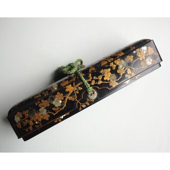 花鳥蒔絵 時代短冊箱　Q073 
