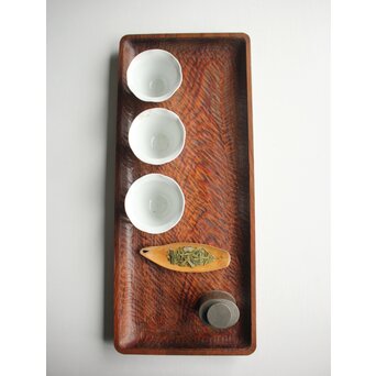 ヤニ松 老松 肥松 刳貫煎茶盆　X143 