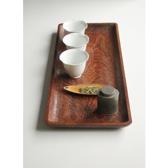 ヤニ松 老松 肥松 刳貫煎茶盆　X143 