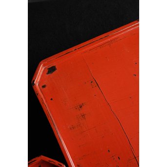 根来塗 隅切膳 5客1組　Q074 