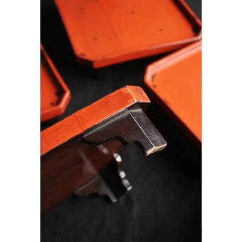 根来塗 隅切膳 5客1組　Q074 