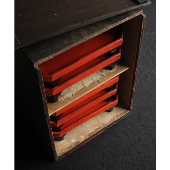 根来塗 隅切膳 5客1組　Q074 