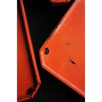 根来塗 隅切膳 5客1組　Q074 