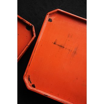 根来塗 隅切膳 5客1組　Q074 