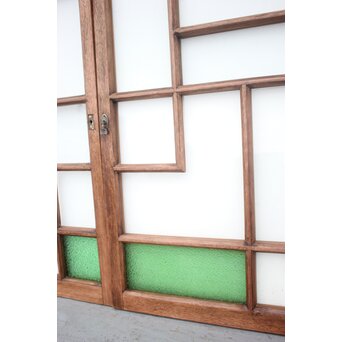 アールデコ 緑色ガラス戸 2枚1組　GD1243YD 