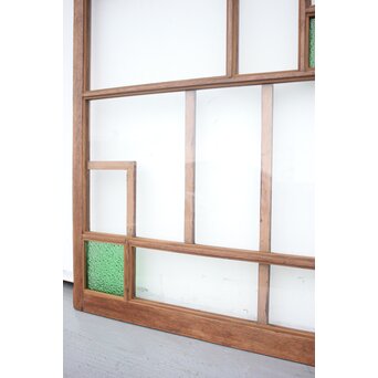 アールデコ 緑色ガラス戸 2枚1組　GD1243YD 