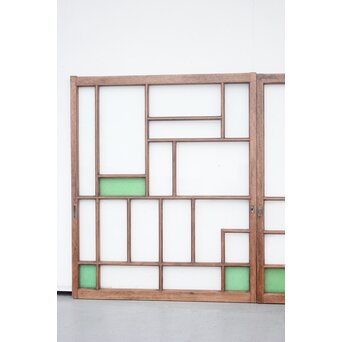 アールデコ 緑色ガラス戸 2枚1組　GD1243YD 