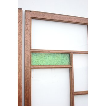 アールデコ 緑色ガラス戸 2枚1組　GD1243YD 