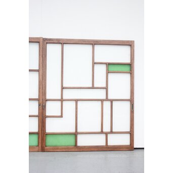 アールデコ 緑色ガラス戸 2枚1組　GD1243YD 