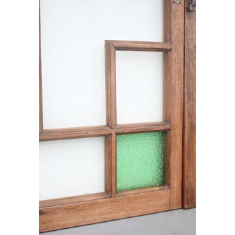アールデコ 緑色ガラス戸 2枚1組　GD1243YD 