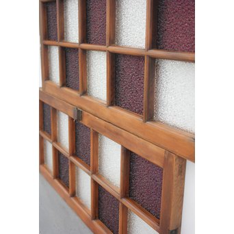 紫色ガラス 明り取り欄間 2枚1組　GD1244Y 