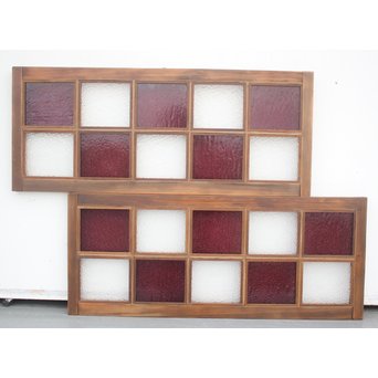 紫色ガラス 明り取り欄間 2枚1組　GD1244Y 