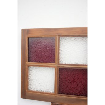 紫色ガラス 明り取り欄間 2枚1組　GD1244Y 