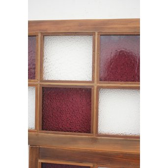 紫色ガラス 明り取り欄間 2枚1組　GD1244Y 