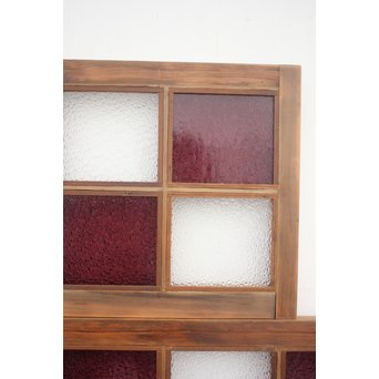 紫色ガラス 明り取り欄間 2枚1組　GD1244Y 