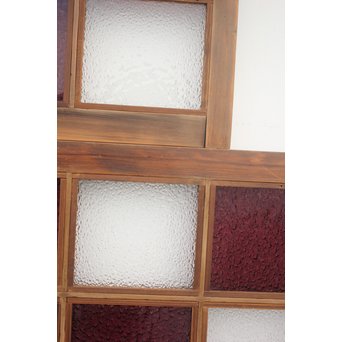 紫色ガラス 明り取り欄間 2枚1組　GD1244Y 