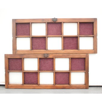 紫色ガラス 明り取り欄間 2枚1組　GD1244Y