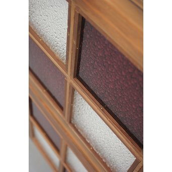 紫色ガラス 明り取り欄間 2枚1組　GD1244Y 