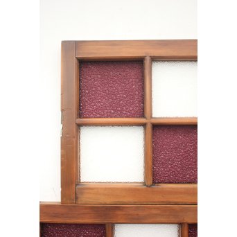 紫色ガラス 明り取り欄間 2枚1組　GD1244Y 