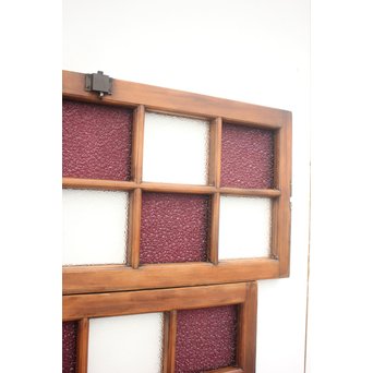 紫色ガラス 明り取り欄間 2枚1組　GD1244Y 