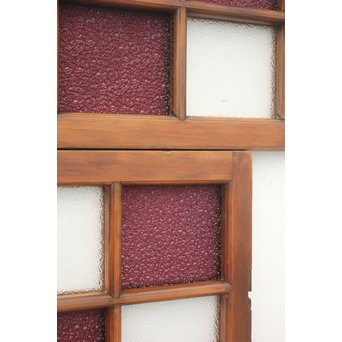 紫色ガラス 明り取り欄間 2枚1組　GD1244Y 