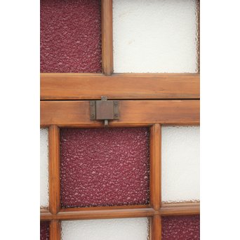 紫色ガラス 明り取り欄間 2枚1組　GD1244Y 