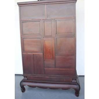 芝山細工蒔絵大飾棚 / 紅木蒔絵博古櫃　Q075 