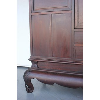 芝山細工蒔絵大飾棚 / 紅木蒔絵博古櫃　Q075 