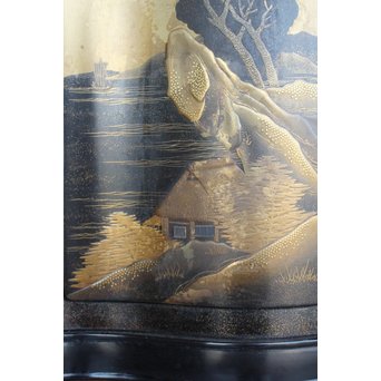 芝山細工蒔絵大飾棚 / 紅木蒔絵博古櫃　Q075 