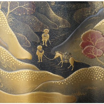 芝山細工蒔絵大飾棚 / 紅木蒔絵博古櫃　Q075 