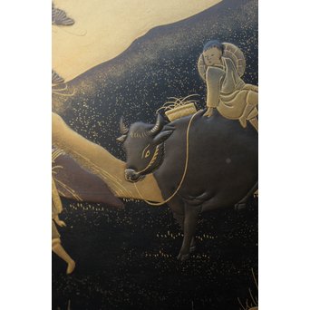 芝山細工蒔絵大飾棚 / 紅木蒔絵博古櫃　Q075 