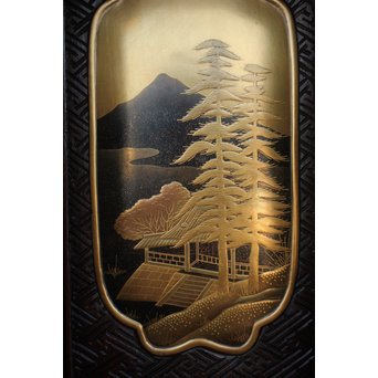 芝山細工蒔絵大飾棚 / 紅木蒔絵博古櫃　Q075 