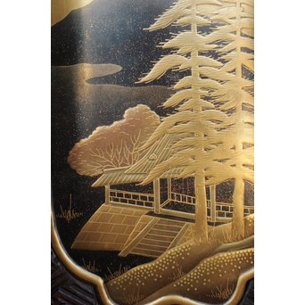 芝山細工蒔絵大飾棚 / 紅木蒔絵博古櫃　Q075 