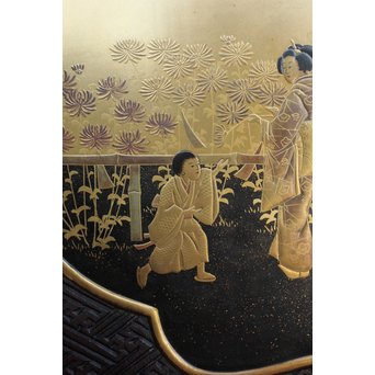 芝山細工蒔絵大飾棚 / 紅木蒔絵博古櫃　Q075 